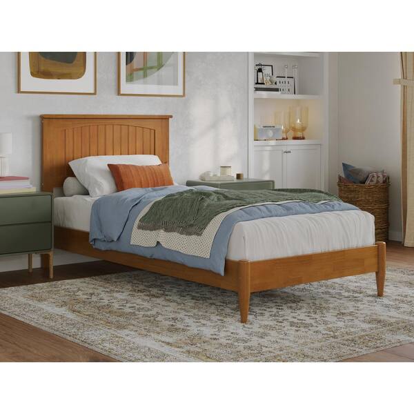 AFI Naples Light Toffee Natural Bronze Solid Wood Frame Twin XL Low Profile Platform Bed