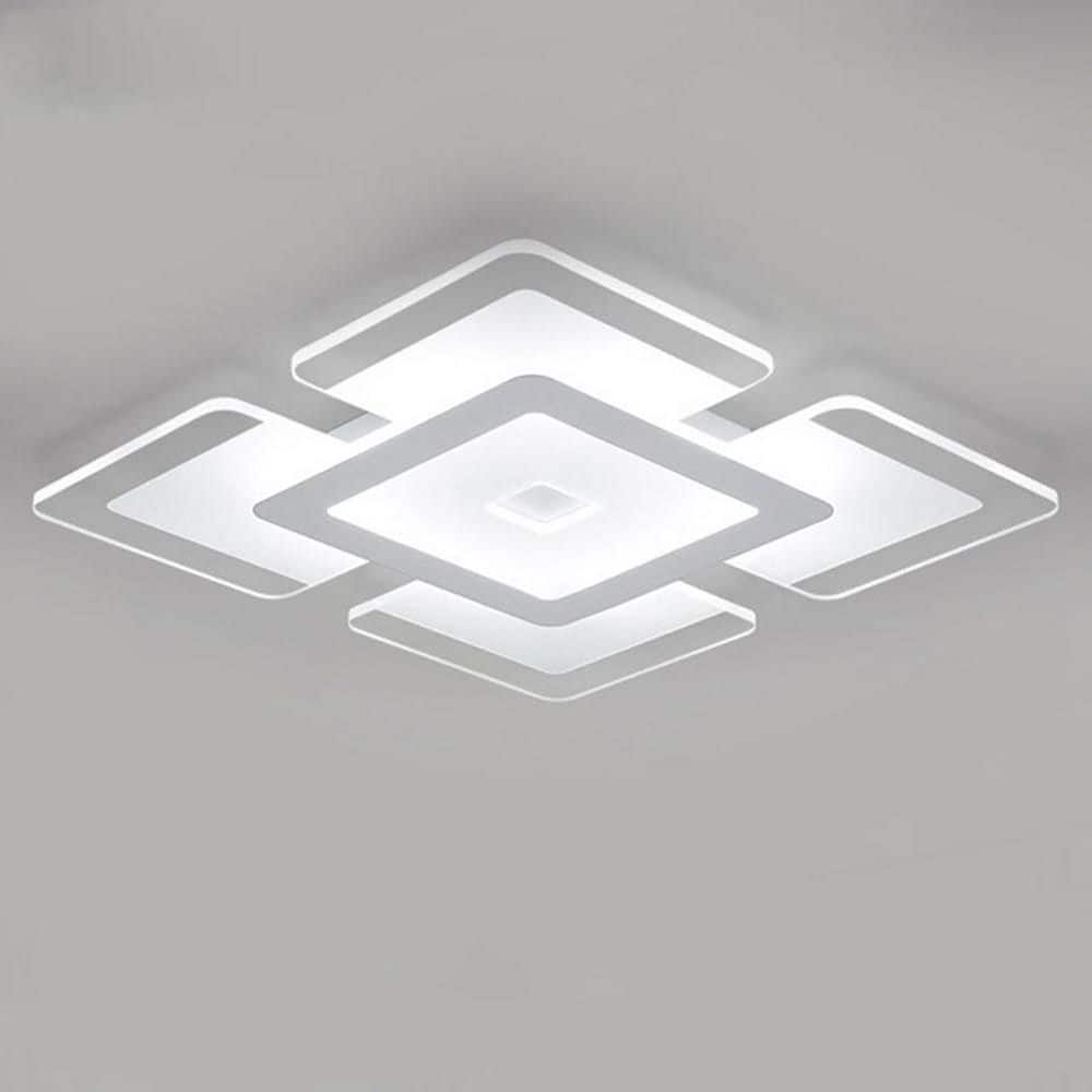 16.5 in. 1-Light White LED Semi-Flush Mount Modern Indoor Minimalist Square Ceiling Light -  OUKANING, HG-HCX-2715-US