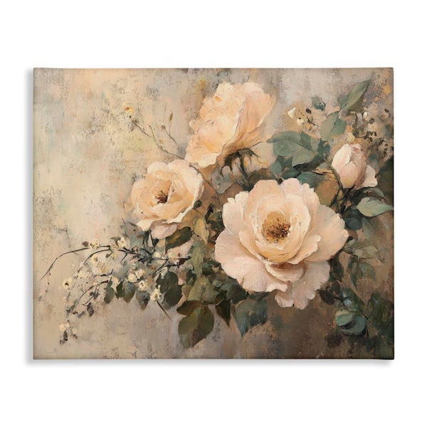Blush Roses Blooming by Petal Prints Design Unframed Nature Graphic Art Print 36 in. x 48 in.
