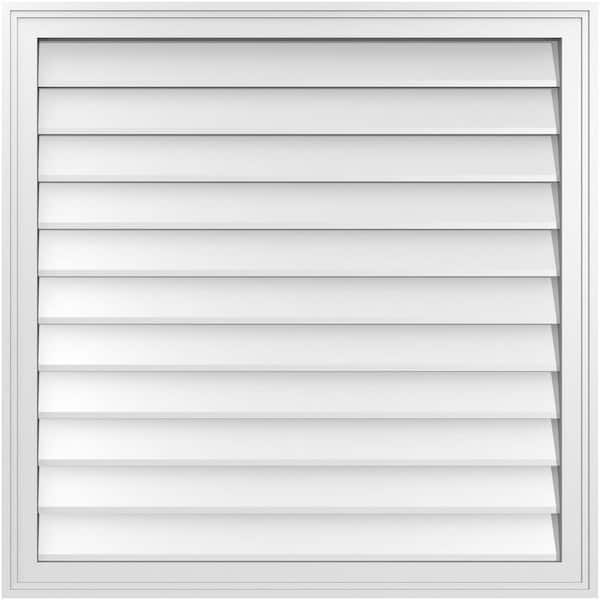 Ekena Millwork 34" x 34" Vertical Surface Mount PVC Gable Vent: Non-Functional with Brickmould Frame