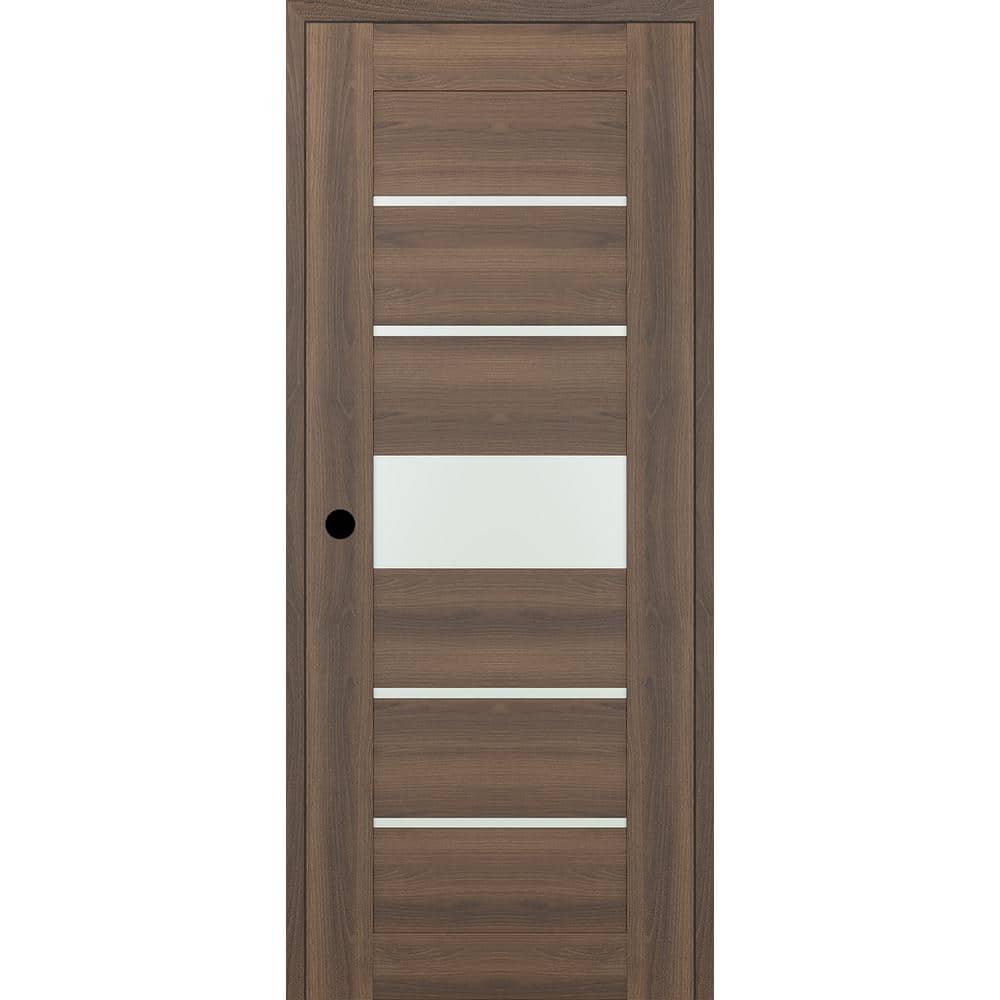 Vona 07-06 DIY-Friendly 24 in. x 84 in. Right-Hand Frosted Glass Pecan Nutwood Wood Composite Single Swing Interior Door price history on PriceWatchPro