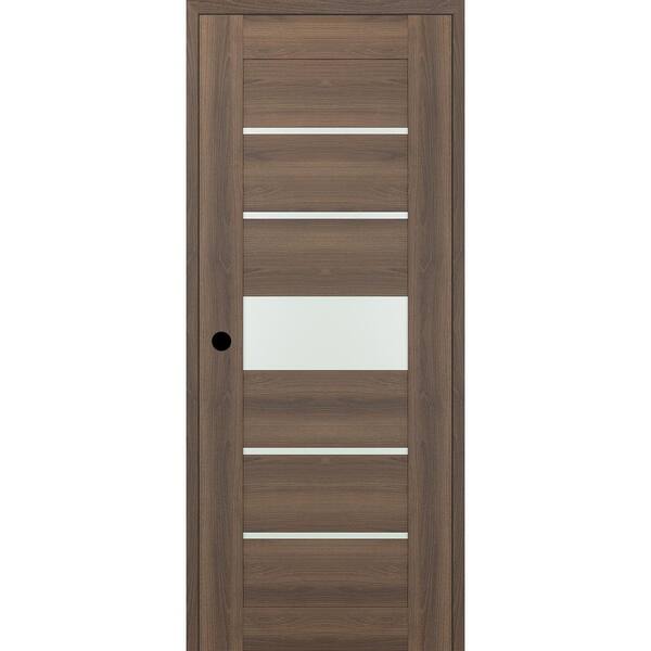 Belldinni Vona 07-06 DIY-Friendly 32 in. x 84 in. Right-Hand Frosted Glass Pecan Nutwood Wood Composite Single Swing Interior Door