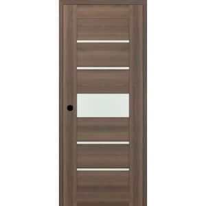 Vona 07-06 DIY-Friendly 36in.x96in. Right-Hand Frosted Glass Pecan Nutwood Wood Composite Single Prehung Interior Door