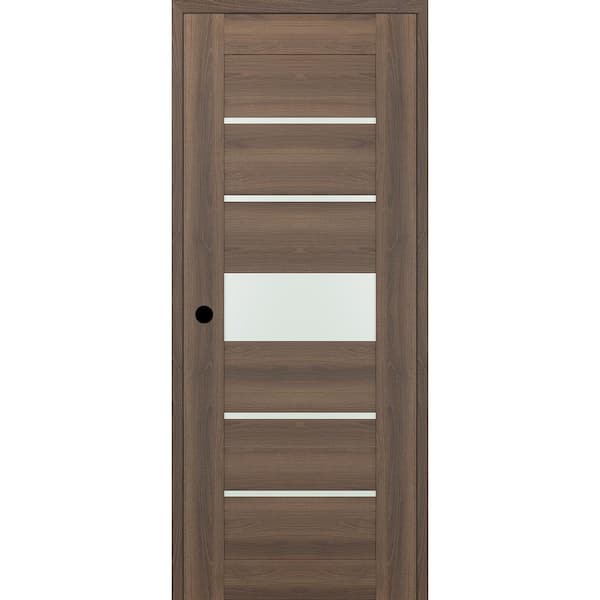 Belldinni Vona 07-06 DIY-Friendly 32 in. x 96 in. Right-Hand Frosted Glass Pecan Nutwood Wood Composite Single Swing Interior Door