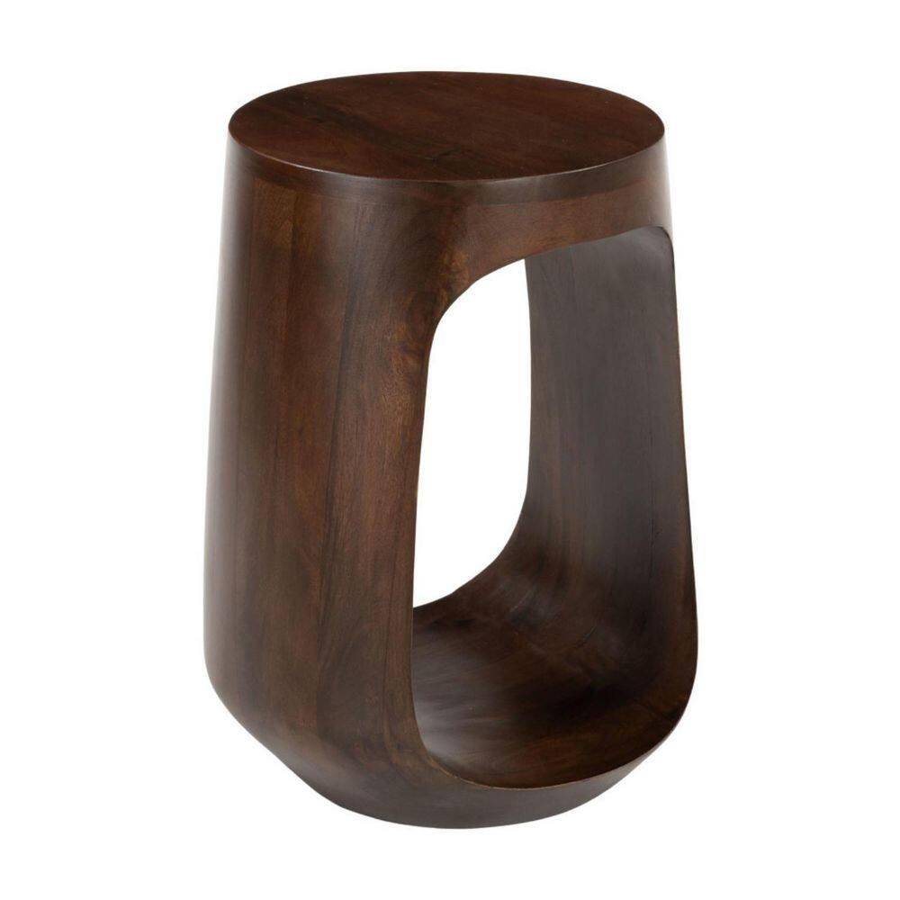 13.00 in. Brown Round Solid Wood End Table - thumbnail 3
