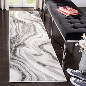Craft Gray/Silver 2 ft. x 14 ft. Marbled Abstract Runner Rug