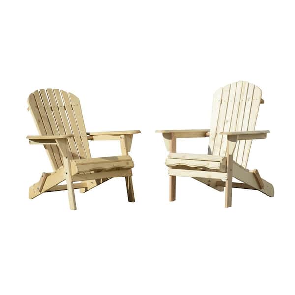 W Unlimtied Classic Natural Folding Wood Oceanic Adirondack Chair (2-Pack)