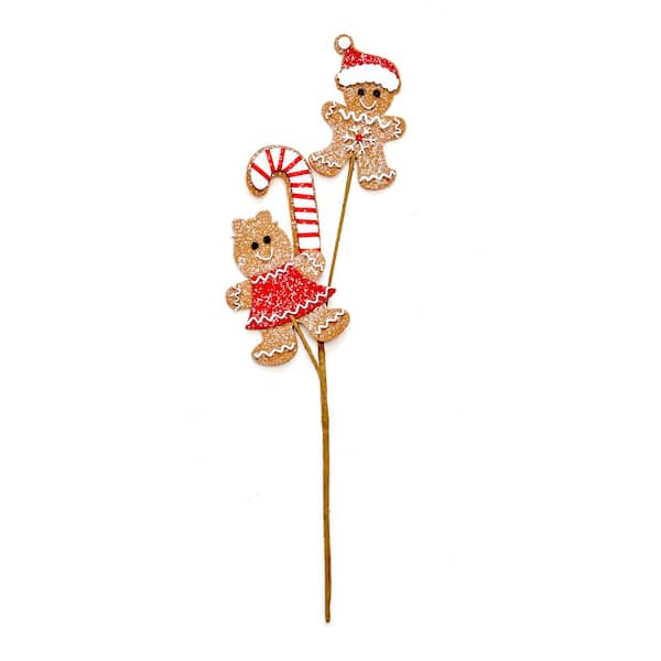 Unbranded 12 in. Christmas Teddy Bear with C and y Cane Ornament Pick, Set of 3