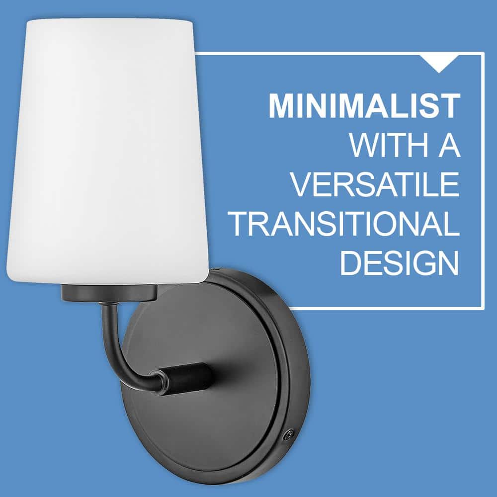 Lark Kline 11" Black Steel and Etched Opal Glass Vanity Light