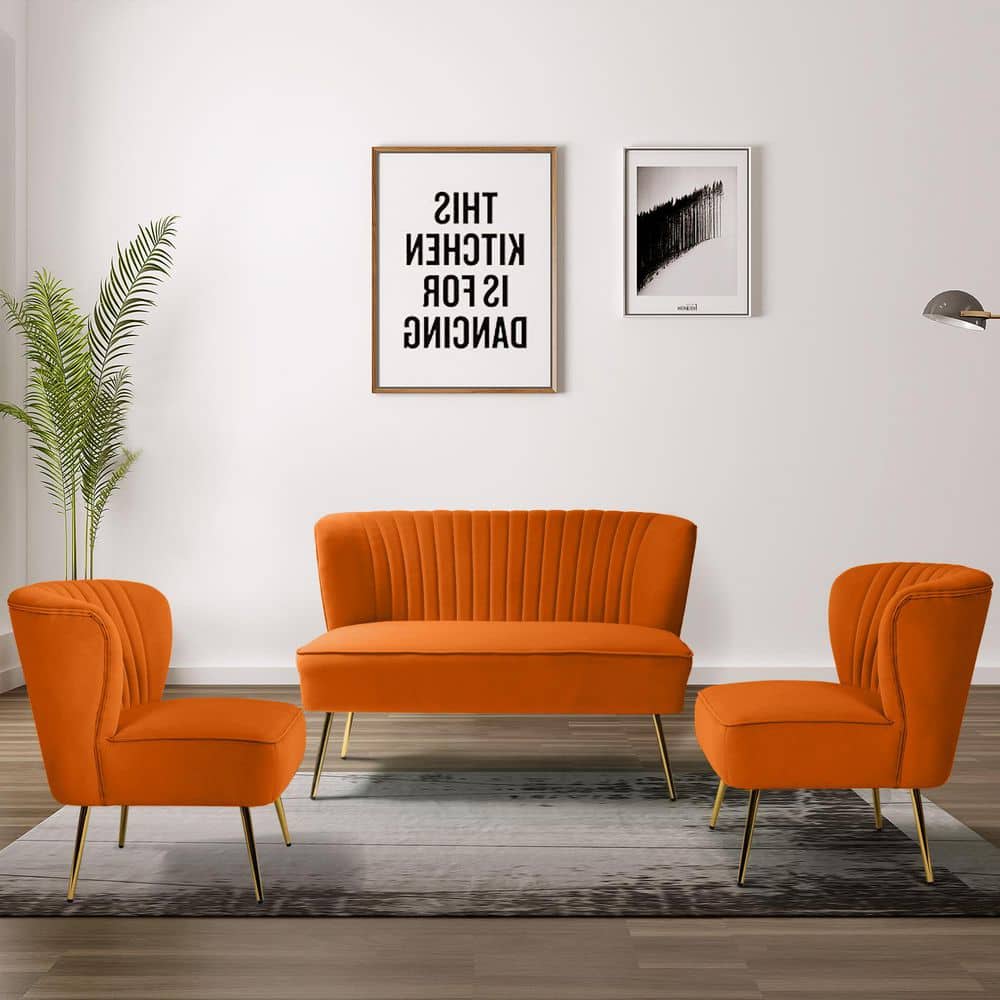 Carmita 3-Piece Orange Living Room Set