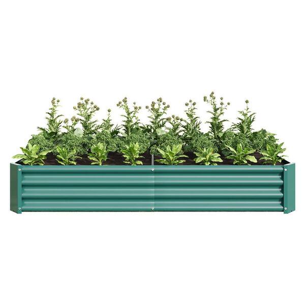 Unbranded 35 in. x 71 in. x 11 in. Green Rectangle Galvanized Metal Raised Garden Bed
