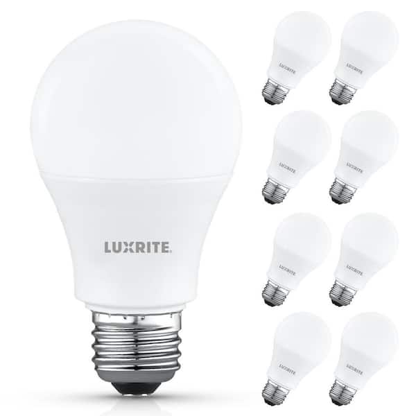 75 W Equivalent A19 LED Light Bulb 5000 K Bright White 9.5 W 1100 Lumens Non-Dimmable E26 ETL Listed Damp Rated 8-Pack