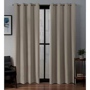 Stone Sateen Solid 52 in. W x 84 in. L Noise Cancelling Thermal Grommet Blackout Curtain (Set of 2)