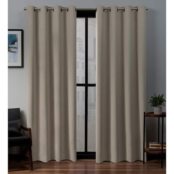 EXCLUSIVE HOME Stone Sateen Solid 52 in. W x 108 in. L Noise Cancelling Thermal Grommet Blackout Curtain (Set of 2)
