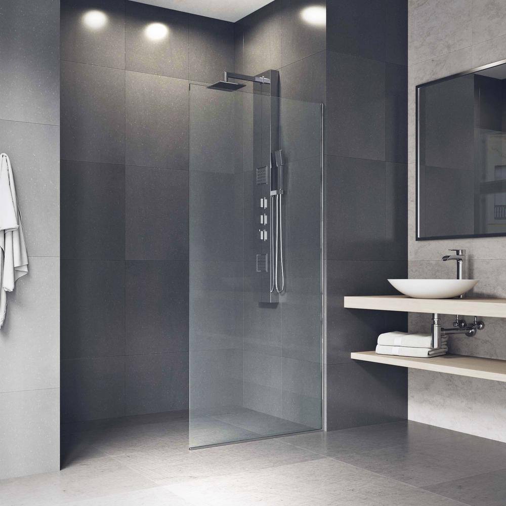 Zenith Frameless 34" x 74" Clear Glass Shower Screen with Chrome Hardware