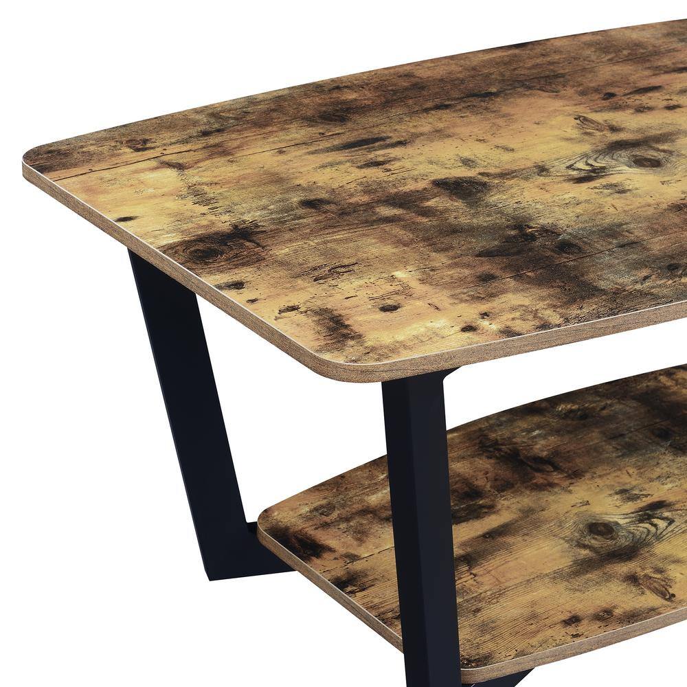 Barnwood Black Urban Industrial 48" Coffee Table with Shelf