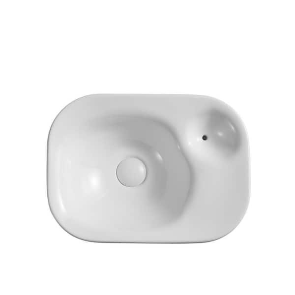 UKISHIRO 14 in. x 19 in. Rectangular Bathroom Ceramic Vessel Sink Art Basin in White