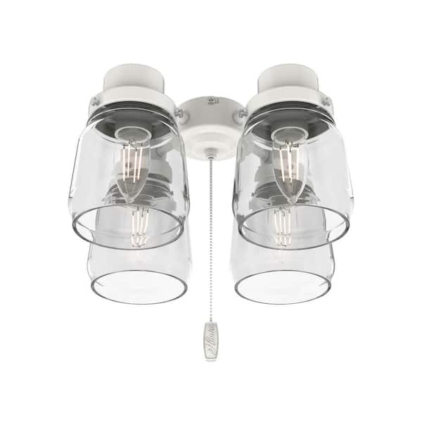 White Ceiling Fan Shades Led Light Kit, Hunter Fan Light Kit Replacement Glass
