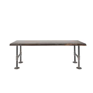 48 in. x 16 in. x 34 in. Boulder Black Restore Wood Accent Bench with Industrial Steel Pipe Legs
