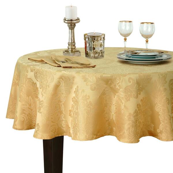 Elrene 90 In Round Gold Barcelona, 90 Round Table Cloth
