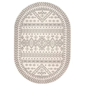 Kandace Ivory 5 ft. x 8 ft. Oval Indoor/Outdoor Patio Area Rug