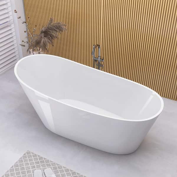 Getpro 55 in. x 29 in. Acrylic Freestanding Soaking Bathtub with