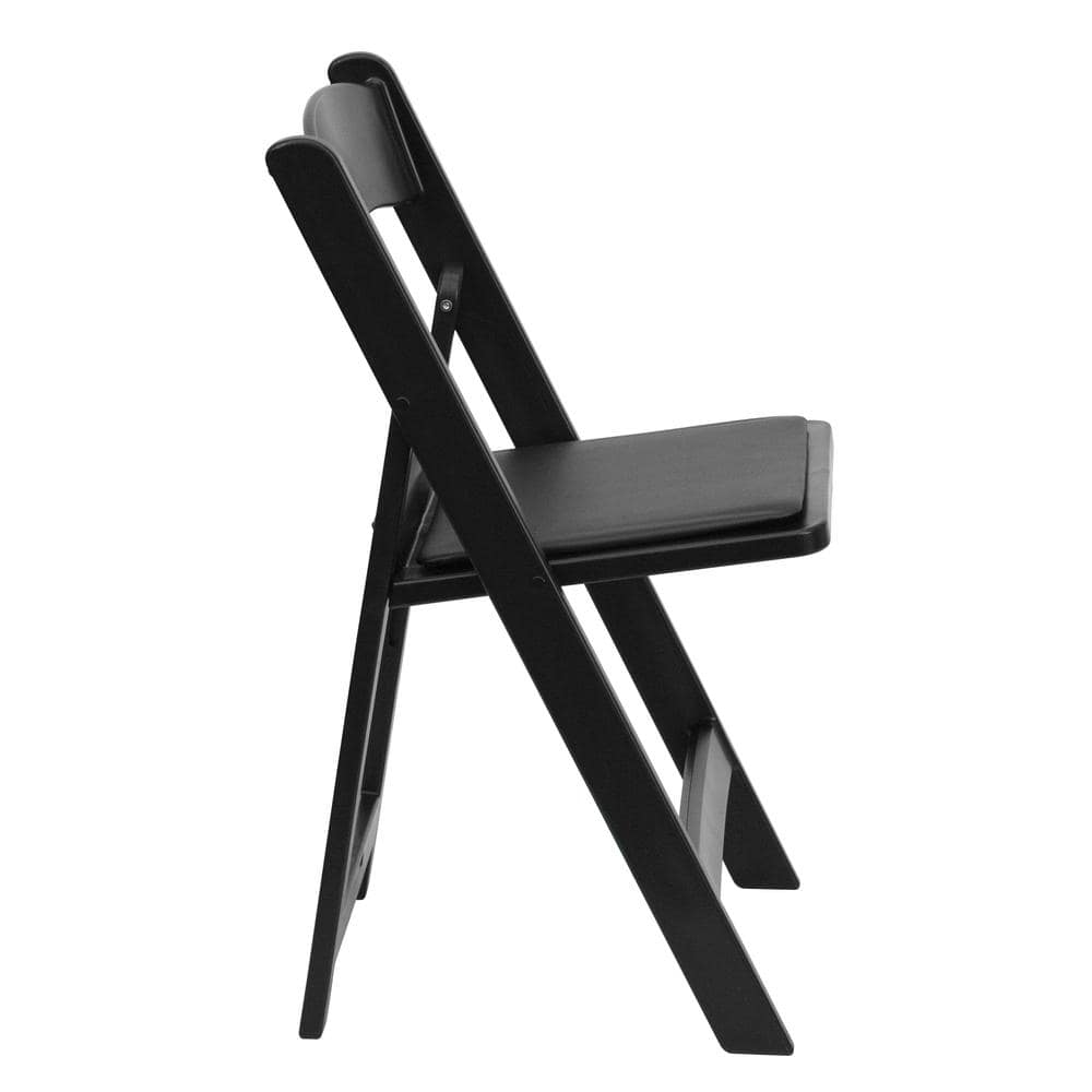 Black Resin Folding Chair with Cushions, 1000 lb Capacity