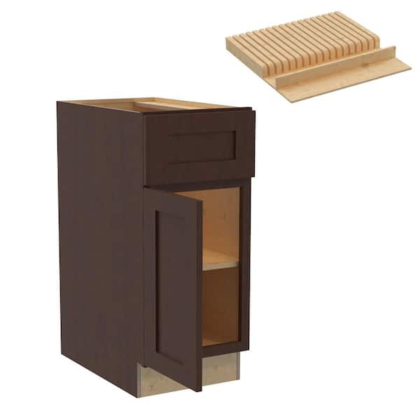 Home Decorators Collection Newport 18 in. W x 24 in. D x 34.5 in. H Assembled Plywood Base Kitchen Cabinet in Manganite with Spice Soft Close LH