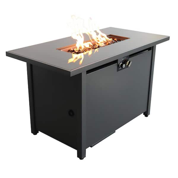ToolCat 42 in. 50000 BTU Steel Outdoor Propane Gas Fire Pit Table with Lid, Black