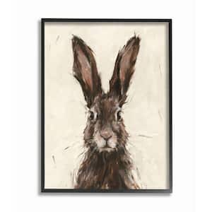 "Brown European Rabbit Hare Portrait Painting" by Ethan Harper Framed Animal Wall Art Print 16 in. x 20 in.