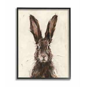 "Brown European Rabbit Hare Portrait Painting" by Ethan Harper Framed Animal Wall Art Print 24 in. x 30 in.