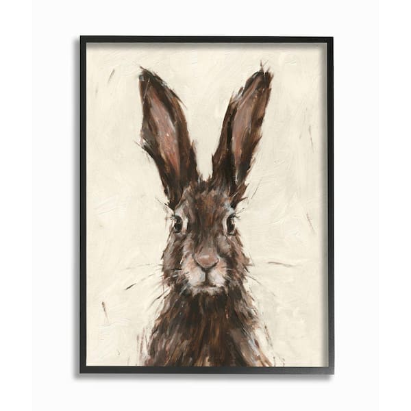 Stupell Industries "Brown European Rabbit Hare Portrait Painting" by Ethan Harper Framed Animal Wall Art Print 11 in. x 14 in.