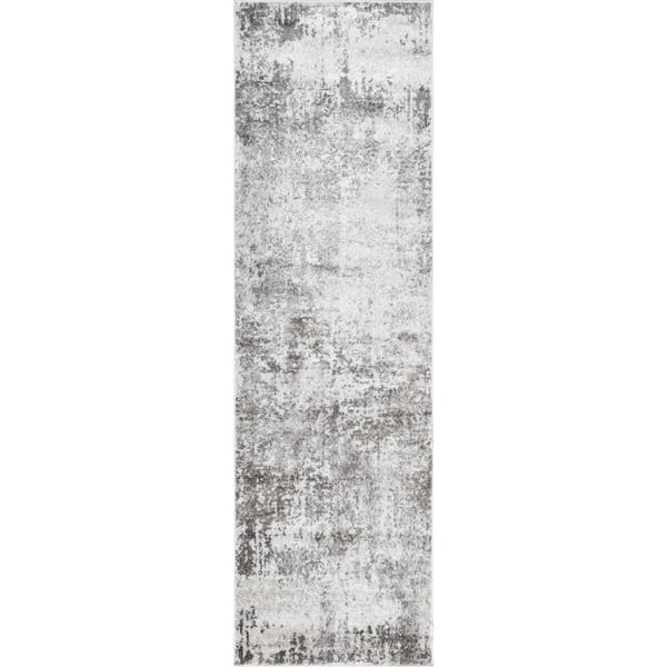nuLOOM Jade Faded Abstract Light Gray 2 ft. 8 in. x 8 ft. Runner Rug