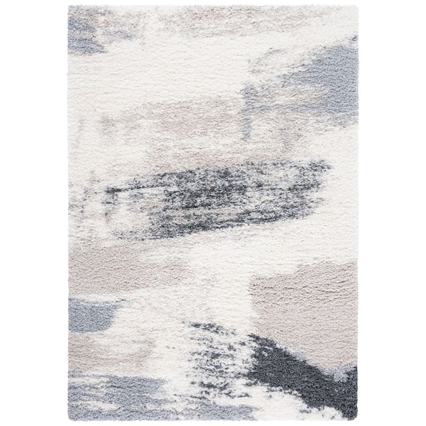 Fontana Shag 2 ft. x 4 ft. Ivory/Gray Gradient Abstract Area Rug