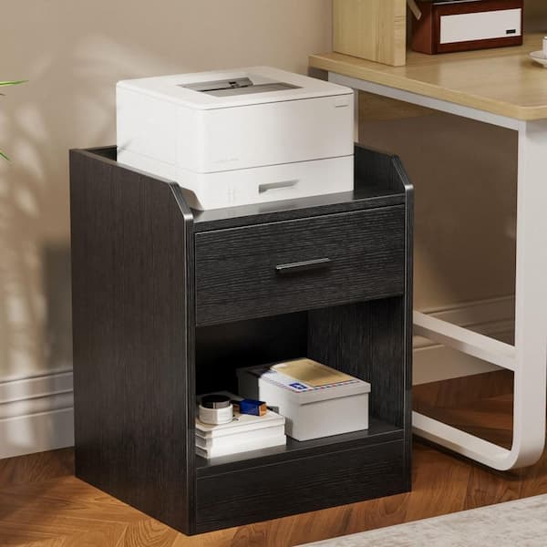Drawer - emdot ポケットファージレ　黒　em. Merra Modern Black 1-Drawer 23.6 in. W Nightstand w/ Power Outlets