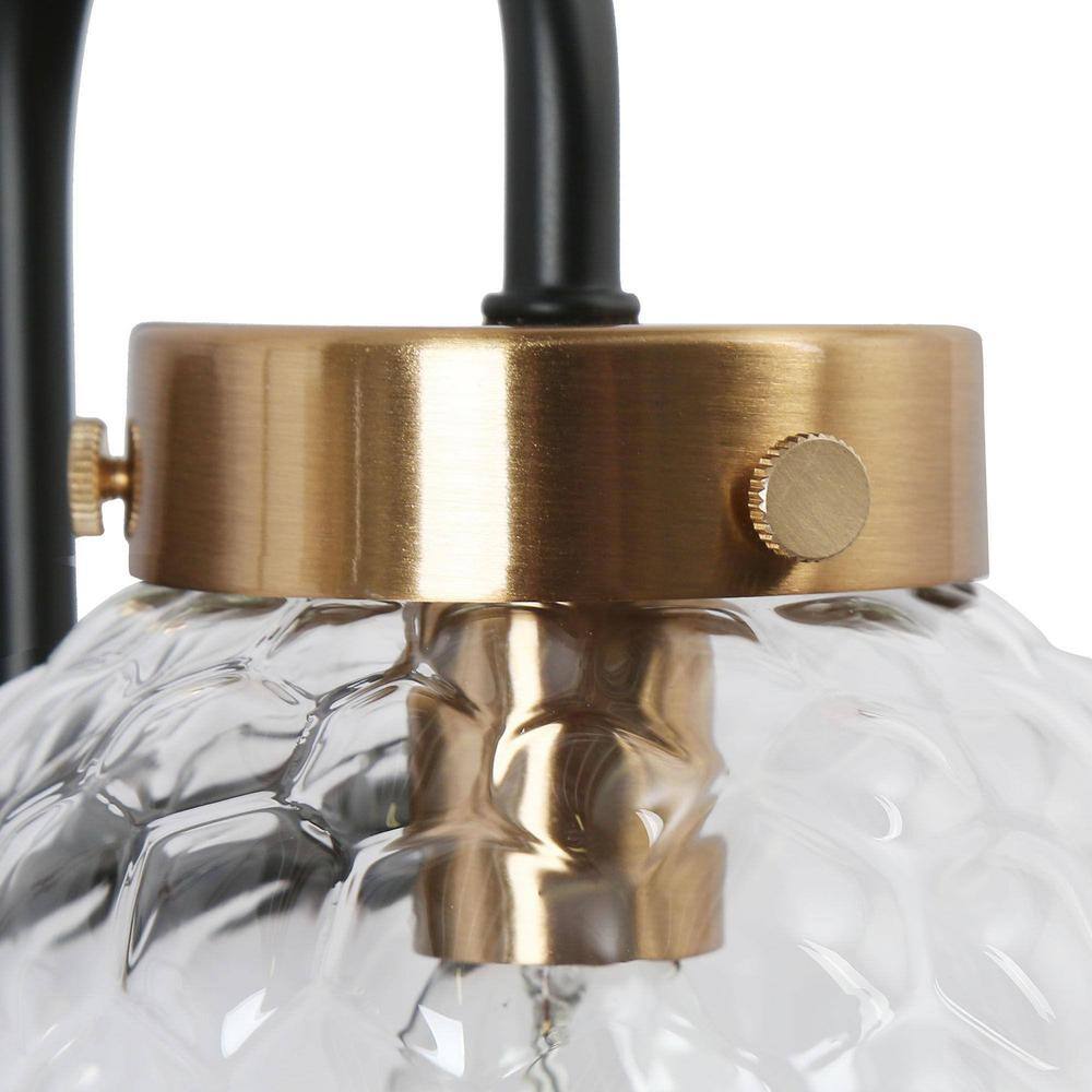 Astrid 15" Black and Gold Ripple Glass 2-Light Vanity Fixture