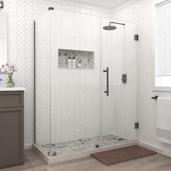 Aston Bromley 59.25 in. to 60.25 in. x 32.375 in. x 72 in. Frameless Corner Hinged Shower Enclosure in Oil Rubbed Bronze