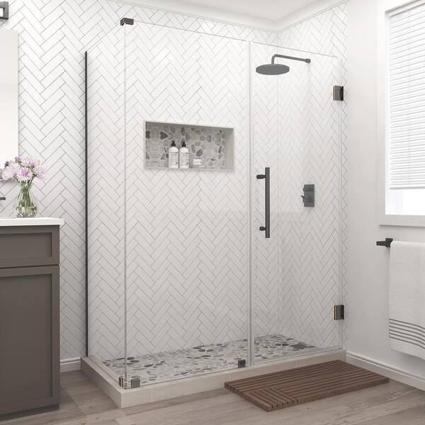Aston Bromley 59.25 in. to 60.25 in. x 34.375 in. x 72 in. Frameless Corner Hinged Shower Enclosure in Oil Rubbed Bronze