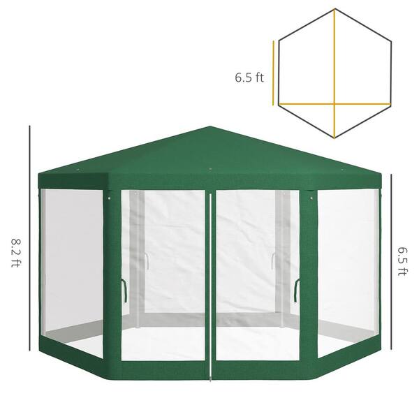 Otryad 13 ft. x 11 ft. Green Outdoor Party Tent, Hexagon Sun