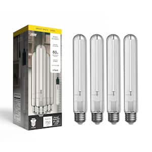 60W Equivalent T10L Dimmable Straight White Filament Clear E26 Vintage Edison LED Light Bulb Bright White 3000K (4-Pack)