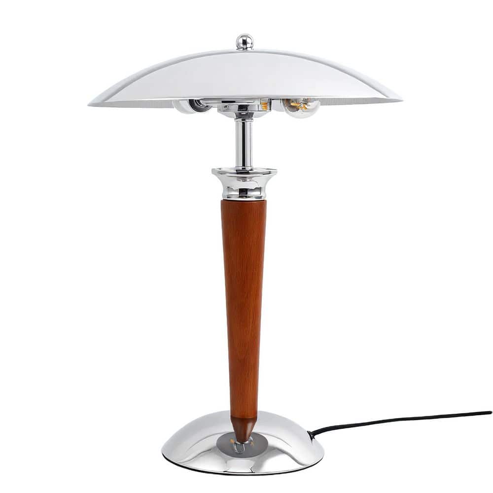18 in. 1-Light Chrome and Wood Vintage Mid Century Table Lamp, Bedside Desk Light for Living Room, Bedroom, or Study price history on PriceWatchPro