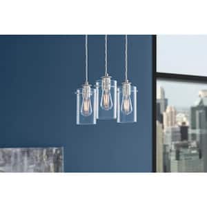 Regan 3-Light Chrome Pendant Hanging Light with Clear Glass Shades, Industrial Kitchen Pendant Lighting