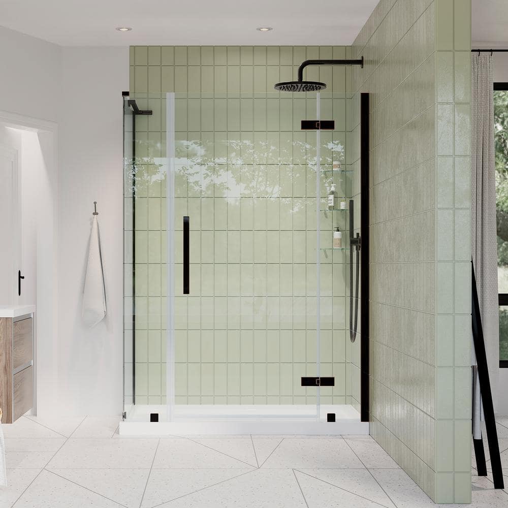 Endless 54" Oil Rubbed Bronze Frameless Corner Shower Kit with Shelves