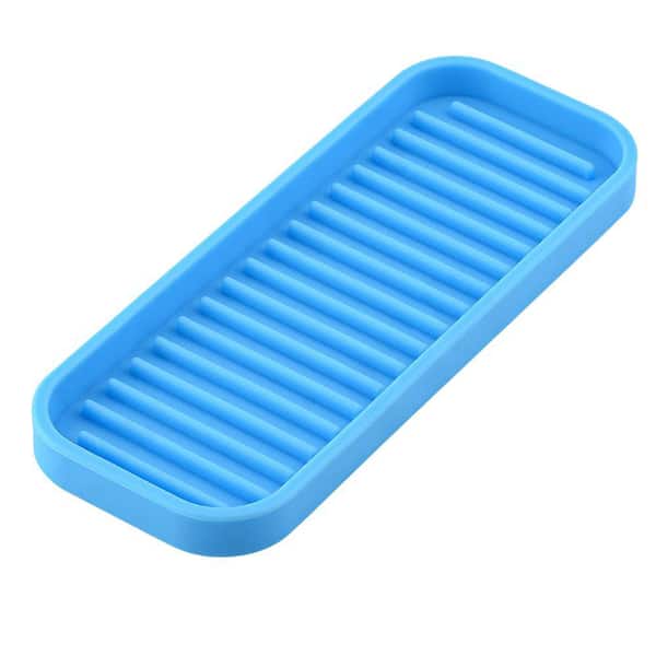 Zulay Kitchen Silicone Sink Organizer Tray Blue