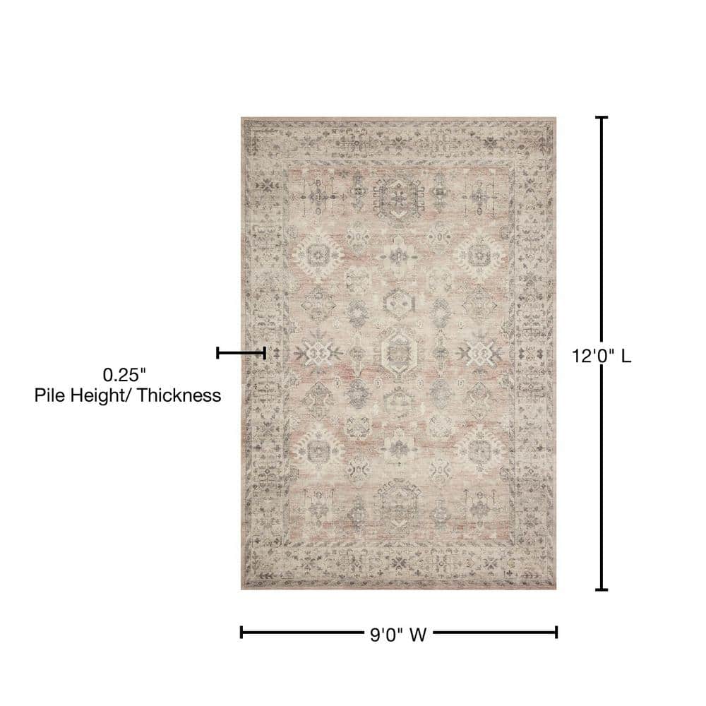 Gray and Beige Medallion Synthetic 9' x 12' Area Rug
