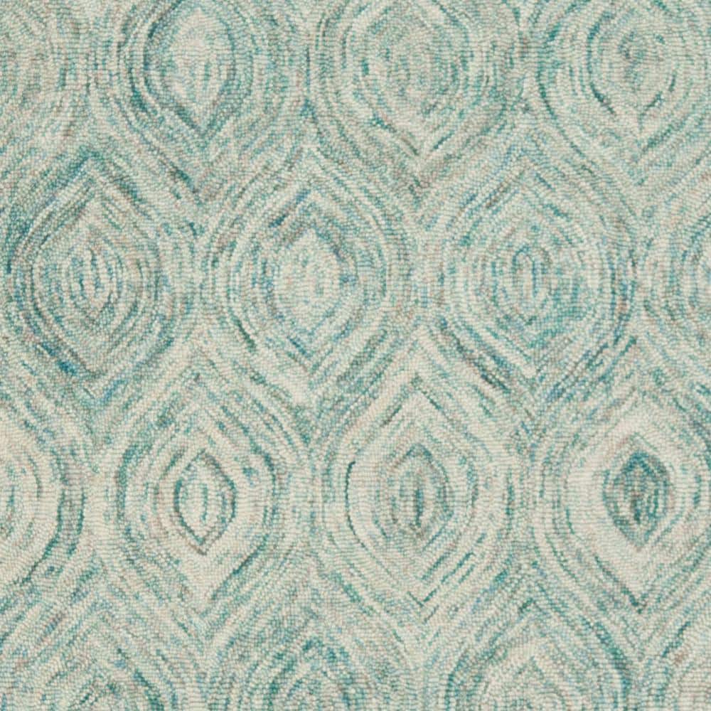 Coastal Breeze Ivory and Sea Blue Hand-Tufted Wool Round Rug