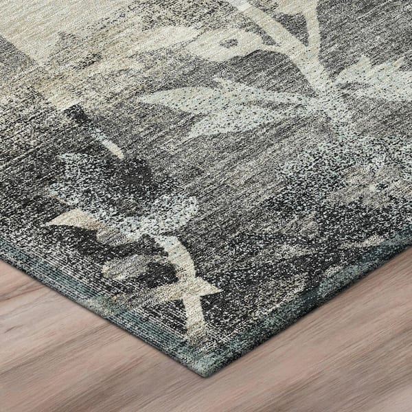 Chantille Machine Washable Indoor/Outdoor Abstract ACN2915 Black 2 ft. x 7 ft. Runner Rug