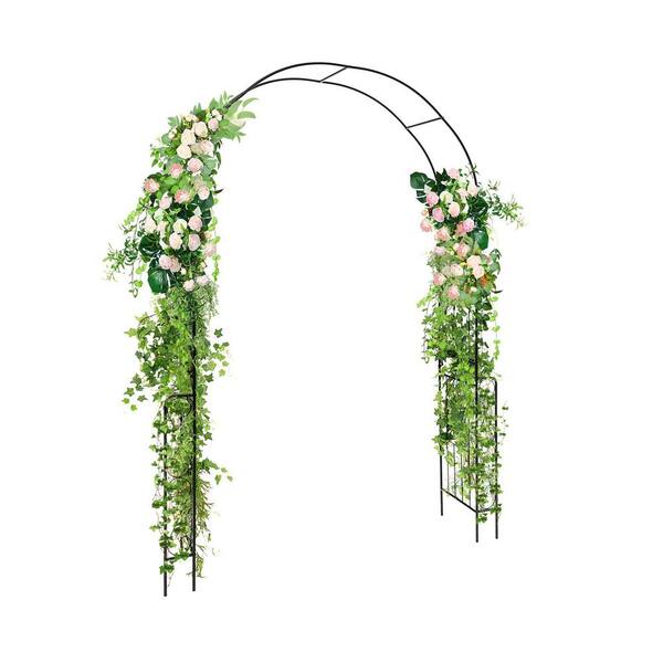 95 in. Steel Garden Arch Trellis in Black
