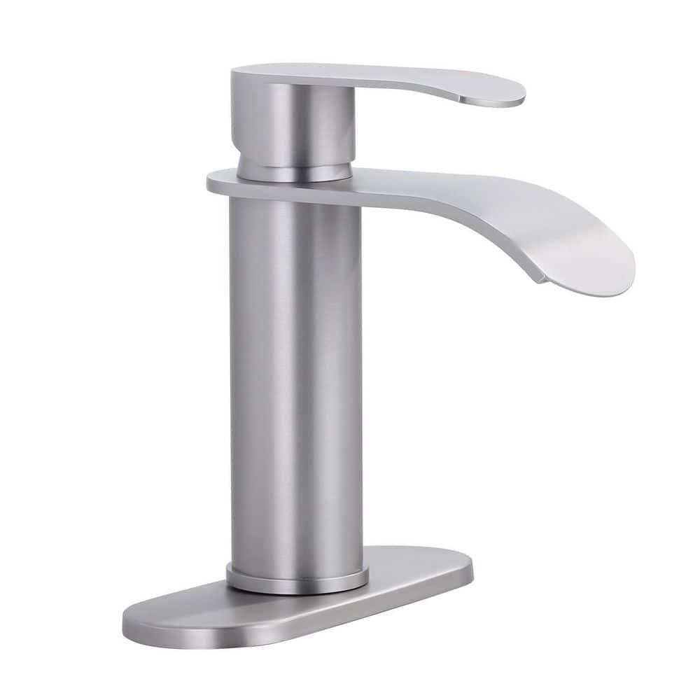 Single Handle Single Hole Bathroom Faucet with Pop-Up Drain Included in Brushed Nickel price history on PriceWatchPro