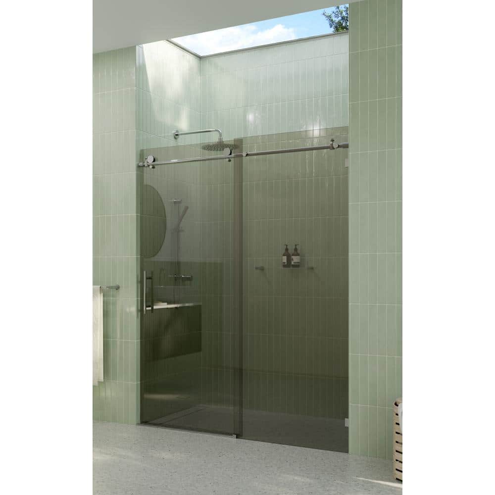 Equinox 60" Frameless Gray Tinted Glass Sliding Shower Door